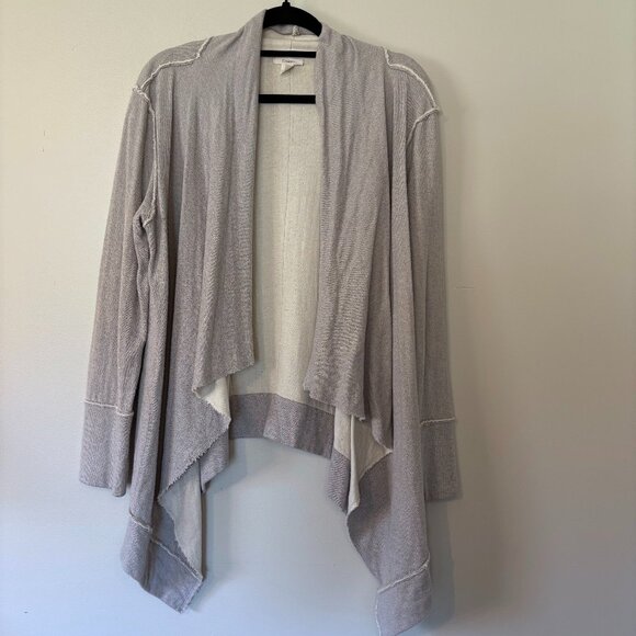 Caslon Sweaters - Caslon Women's Gray Open Front Drape Cardigan Raw Edge Heather Gray Size L